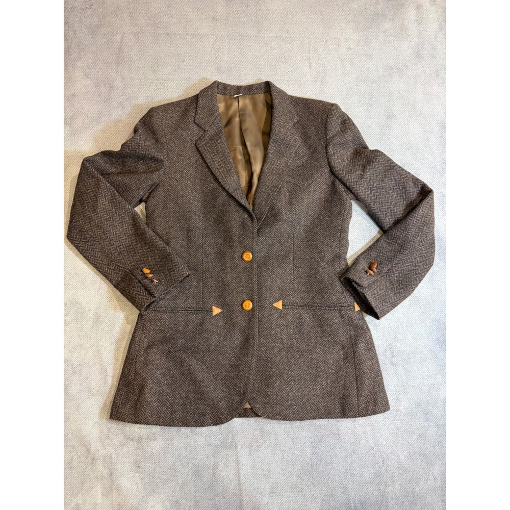 Larry Mahan Cowboy Collection Brown Herringbone Western Blazer Horse Buttons